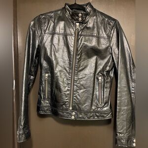 GAP Black Leather Moto Jacket